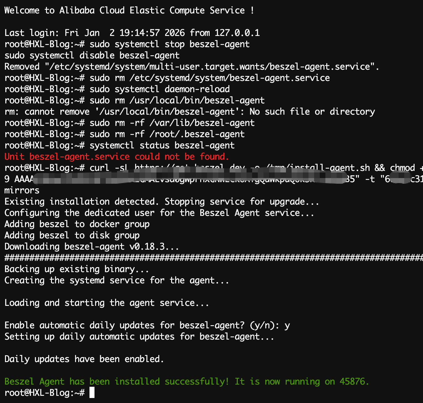 图片[2] - 二进制安装的Beszel服务器监控客户端侧如何卸载？重新连接监控 - HXL Blog