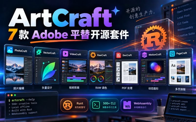 ArtCraft 是什么?Storytold 用 Rust 净室重写的 7 款 Adobe 平替开源套件(PhotoCraft + 500+ CLI + WebAssembly) - HXL Blog